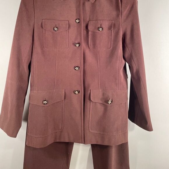 CHOCOLATE ULTRA SUEDE PANTS SUIT by TALBOTS SIZE 8 - Picture 2 of 11